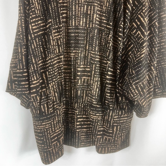 Chico's Open Kimono Cardigan Modest top 
Black, Tan Patterned Cardigan Sz:2 - Picture 11 of 12
